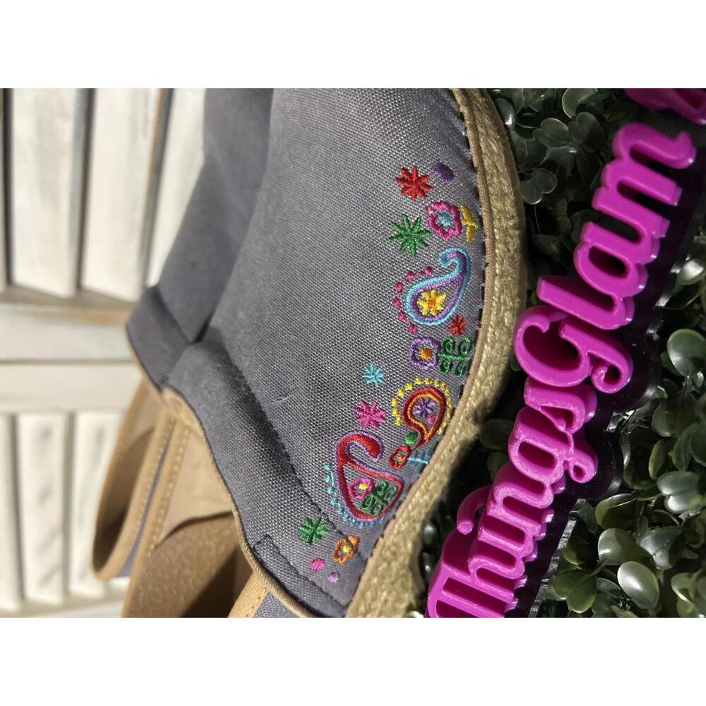 Dansko Vegan blue Slip-On Wedge Clogs Embroidered Floral 10 - Picture 4 of 8